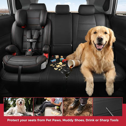 FREESOO RAV4 Seat Covers Full Set Custom Fit for Toyota Rav4(Only Hybrid) 2019 2020 2021 2022 2023 2024 2025 LE/XLE/XLE Premium/Limited, Faux Leather Car Seat Cover, Airbag Compatible, Black