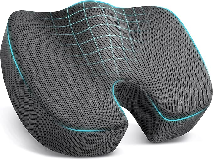 TushGuard Seat Cushion - Memory Foam Sitting Pillow for Office Chair, Car Seat, Airplane, Bleacher - Sciatica & Hip & Coccyx Pain Relief Desk Chair Cushion for Long Sitting Office Workers, Car Drivers
