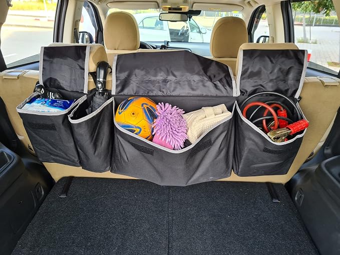Trunk Organizer for Suv | Hanging Trunk Organizer, Cars Trunk Organizers | Waterproof, 4 Pocket Backseat Storage Solution | Easy Install, Durable and Versatile