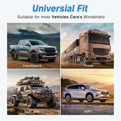 Windshield Sun Shade - Windshield Sun Shade Foldable, Car Sun Shade Windshield Keeps Interior Cool, Foldable Sunshade for Car Windshield with Storage Bag for Cars, SUVs, 55'' x 32''