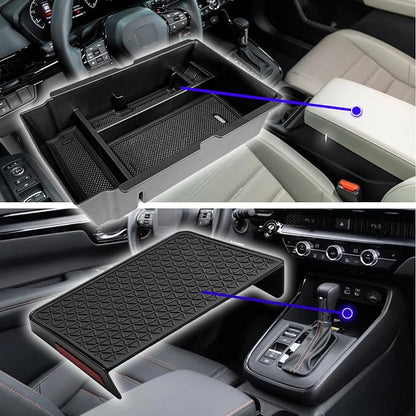 2PCS 2024 2025 2026 Honda CR-V CRV Hybrid Accessories Center Console Organizer Tray for 2025 2024 2023 Honda CR-V (Hybrid) Console Organizer 2024 CRV Console Armrest Tray 2025 CR-V Storage Box