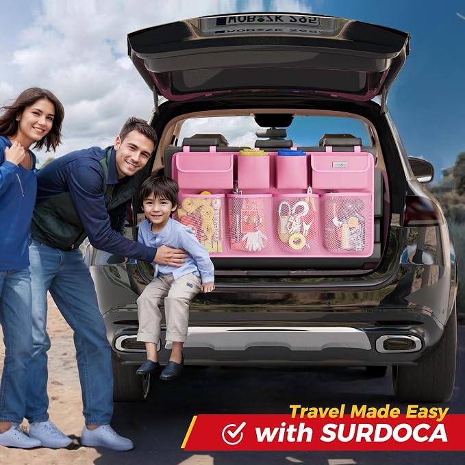 SURDOCA Car Trunk Organizer, LARGE CAPACITY Car Storage Bag with 8 Pockets, 7X Upgraded Trunk Storage Organizer for Car, SUV, Truck, MPV