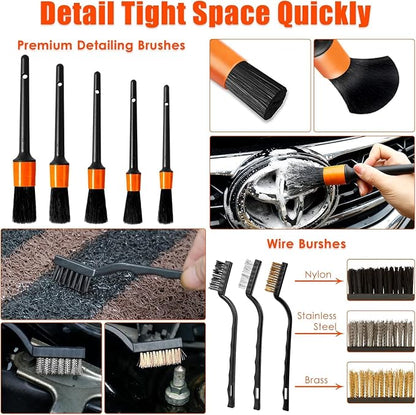Car Cleaning Kit, Orange 17pcs Car Interior Detailing Kit with High Power Handheld Vacuum, Detailing Brush Set, Windshield Cleaner, Cleaning Gel, Complete Auto Accessories for Women Men Teens