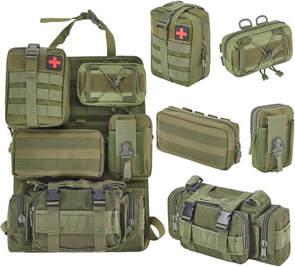 BXBXHD 6 Pack Tactical Truck Organizer Back Seat Storage Car Seat Storage Bag Molle Panels for vehicles, Car and SUV with Lots of Handy Compartments (Army green)