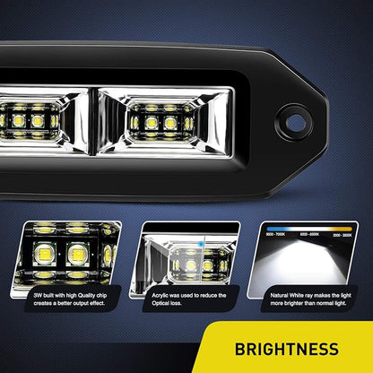 Nilight 2Pcs 40W Flush Mount LED Pods Flood LED Work Light Bar, Off Road Backup Driving Lights Fog Lamp for Jeep Bumper ATV UTV SUV Truck Boat