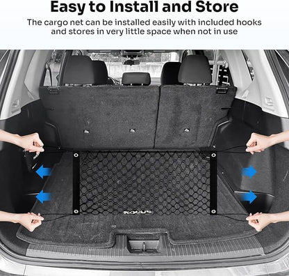 Canvcle Trunk Cargo Net for 2021-2025 2026 Nissan Rogue Accessories Envelope Style Mesh Trunk Net Organizer and Storage Stretchable Adjustable Elastic Nylon Rear Cargo Netting with Hooks