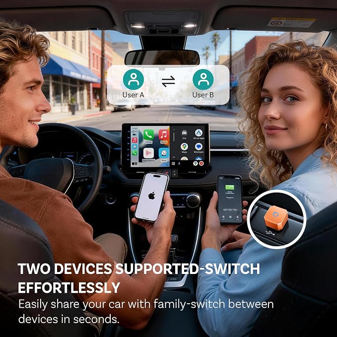 OTTOCAST Mini 3.0 (Pot) 2025 2-in-1 Wireless CarPlay/Android Auto Adapter, 5GHz WiFi, Auto Connect for 2016+ Cars