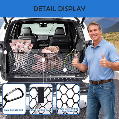 Envelope Style Cargo Net for 2021-2025 2026 Chevy Tahoe/Suburban/GMC Yukon Accessories, Rear Trunk SUV Mesh Cargo Net, Upgraded 5mm Bungee & Double-Layer Nylon Storage Netting Grocery&Tools Organizer