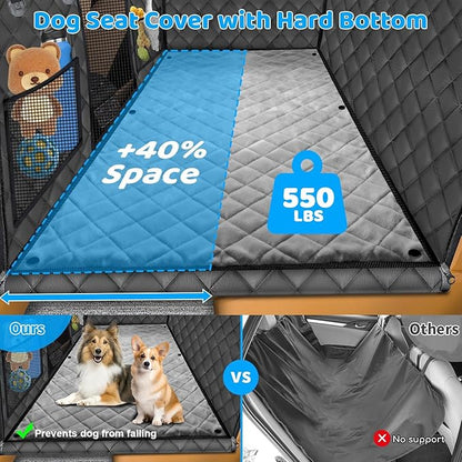 URPOWER 2026 Upgraded Back Seat Extender for Dogs - Large Hard Bottom Dog Car Seat Cover Holds 550lbs, Waterproof Dog Hammock Pet Bed with High-Density Foam Non-Slip Backseat Protector