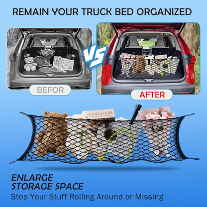 Envelope Style Cargo Net for 2020-2025 2026 Toyota Grand Highlander Accessories, Trunk SUV Mesh Cargo Net, Upgraded 5mm Bungee&Double-layer Nylon Storage Tailgate Netting Grocery&Tool Holder Organizer