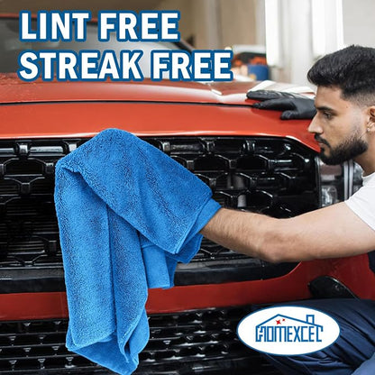HOMEXCEL Car Drying Towels, 2 Pack Professional Microfiber Towels for Cars, Scratch-Free, Highly Absorbent Drying Towel for Cars, SUVs, RVs, Trucks, and Boats, 31 x 24 inch, Blue