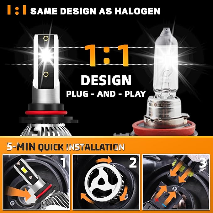 LED Bulbs Combo, Compatible with (2015-2022) Ford F-150 LED Bulbs Combo, 9005 High Beam + H11 Low Beam, Pack of 4