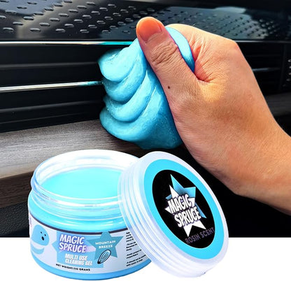 MAGIC SPRUCE Car Cleaning Gel, Reusable Auto Detailing Putty for Interior Dashboard Vents, Non-Toxic Dust Remover for Car Keys Keyboard PC Laptop, Scented Cleaning Products,Stocking Stuffers for men