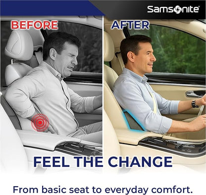 Samsonite Ergonomic Lumbar Pillow for Office Chair and Car Seat - Memory Foam Back Support Lumbar Pillow, Premium Cushion Chair Support for Lower Back Pain Relief and Versatile Use (Grey)