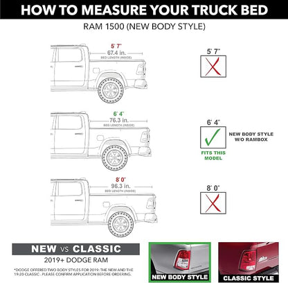 Gator Recoil Retractable Truck Bed Tonneau Cover | G30245 | Fits 2019 - 2025 Dodge Ram 1500, will not work w/ Multifuction (split) tailgate 6' 4" Bed (76.3")