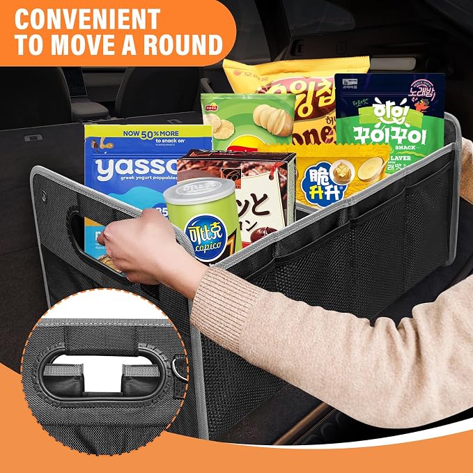 Car Trunk Organizer, Trunk Storage Box with Handle For Dodge Charger Challenger Durango, Collapsible 2 Compartment Automotive Storage Box, Waterproof Oxford Polyester Travel Accessories (B)