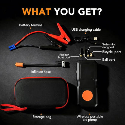 Car Battery Jump Starter with Tire Inflator Portable Air Compressor, Jump Pack for 1.5L-8L Gas & Diesel Vehicles (All 12V Batteries Car), Fast Battery Booster for Men Dad