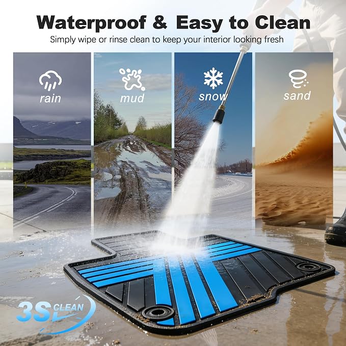 Floor Mats Fit for 2023-2027 Honda HRV Sport/LX/EX-L (Gasoline & Hybrid) & for Acura ADX 2025-2026, Custom Fit All Weather Protection Heavy Duty Anti-Slip Car Mats for HR-V, 1st & 2nd Row Black & Blue
