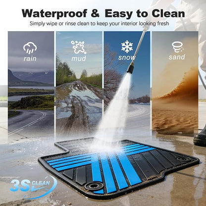 Floor Mats Fit for 2023-2027 Honda HRV Sport/LX/EX-L (Gasoline & Hybrid) & for Acura ADX 2025-2026, Custom Fit All Weather Protection Heavy Duty Anti-Slip Car Mats for HR-V, 1st & 2nd Row Black & Blue
