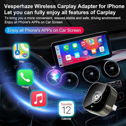 2025 Upgraded Wireless Carplay Adapter for iPhone, Plug&Play Auto-Connected Carplay Wireless Adapter Stable Fit for Cars-No Latency, BT5.3 CarPlay Dongle for Apple iPhone iOS 10+,Bronze