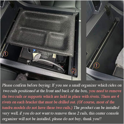 JDMCAR Compatible with Toyota Tundra Accessories 2014-2021 Center Console Organizer, Insert ABS Black Materials Tray, Armrest Secondary Storage Box - Full Tray -Red Trim