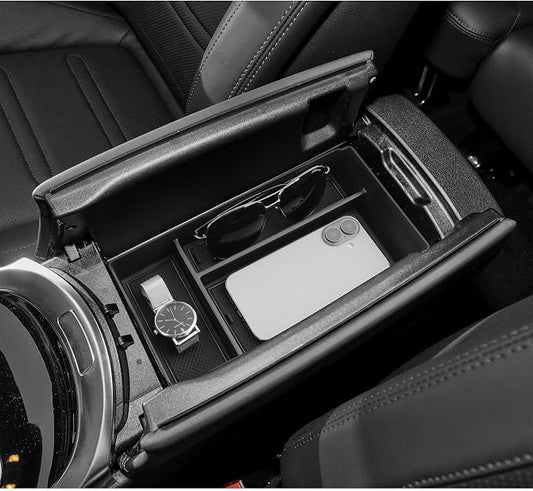 LUWU Center Console Organizer Compatible with 2019-2025 Benz G-Class G550/G580/AMG G63/G500/G350/W463/W464/G-wagen Accessories Armrest Console Storage Box Insert Tray ABS Material Coin Container Black