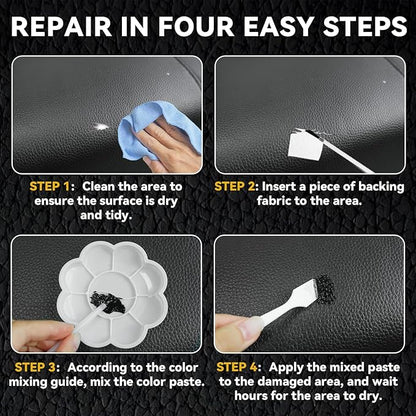 Vigorder Leather Repair Kit for Furniture, Vinyl Repair Kit for Furniture, Sofa, Jacket, Purse – Super Easy Instructions to Fix Scratches, Tears, Holes, and Peeling (Black)