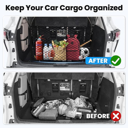 Canvcle Trunk Cargo Net for Toyota Sienna 2021-2025 2026 Accessories Envelope Style Mesh Trunk Net Organizer and Storage Stretchable Adjustable Elastic Nylon Rear Cargo Netting with Hooks