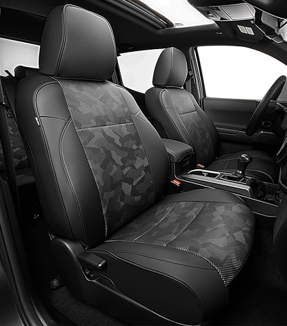 Car Seat Covers Fit for Toyota Tacoma 2016-2023,Full Coverage Faux Leather Car Seat Covers Full Set,Custom Waterproof Breathable Car Seat Protector Front Seat and Back Seat Covers for Cars(Black)