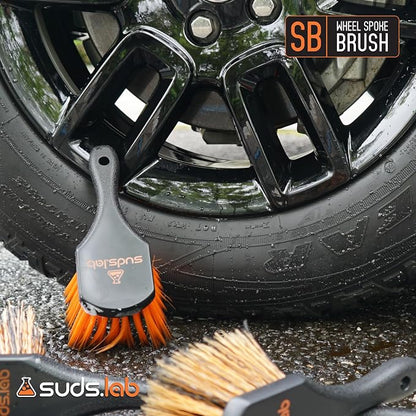 Suds Lab SB Wheel Spoke Tire Brush, Soft Bristle Wheel Cleaner Brush for Car, Truck, Motorcycle, Bike Cleaning and Detailing