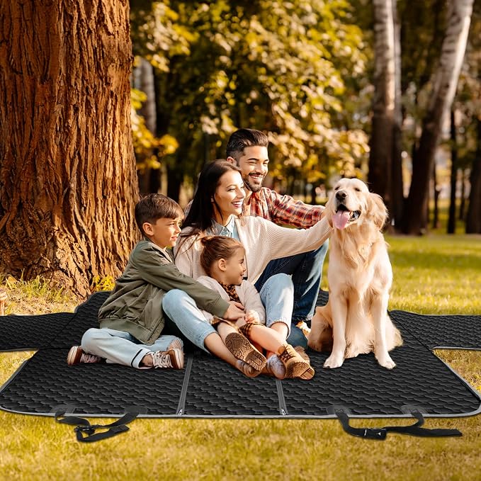 Mancro Waterproof Dog Back Seat Cover with Zipper Flap, Fit for F150/RAM | Visible Mesh Window,Split Seat Design，Great Gift，Storage Pockets，Effortless Cleaning