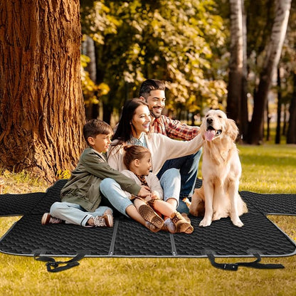 Mancro Waterproof Dog Back Seat Cover with Zipper Flap, Fit for F150/RAM | Visible Mesh Window,Split Seat Design，Great Gift，Storage Pockets，Effortless Cleaning