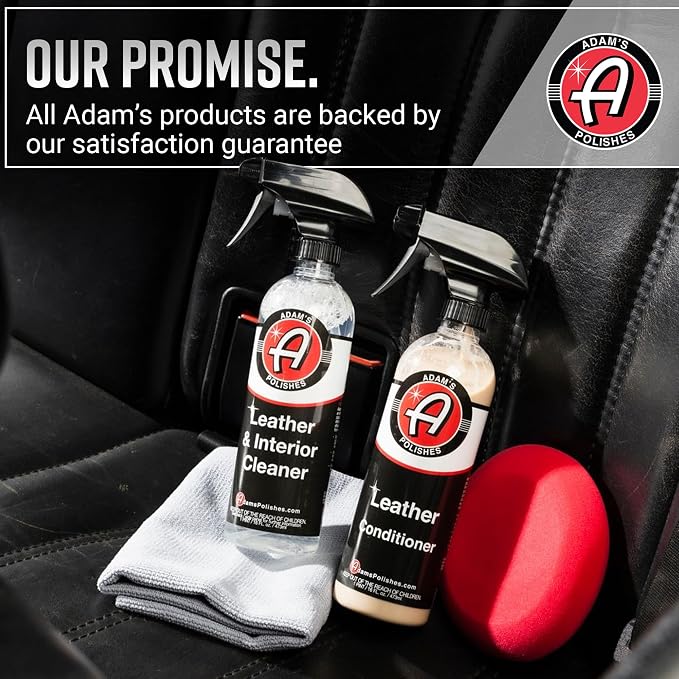 Adam's Polishes Leather Care Kit - Leather Cleaner & Conditioner Car Cleaning Supplies | UV Protection for Interior Accessories Steering Wheel Seat Dash Vinyl Shoe Polish Jacket