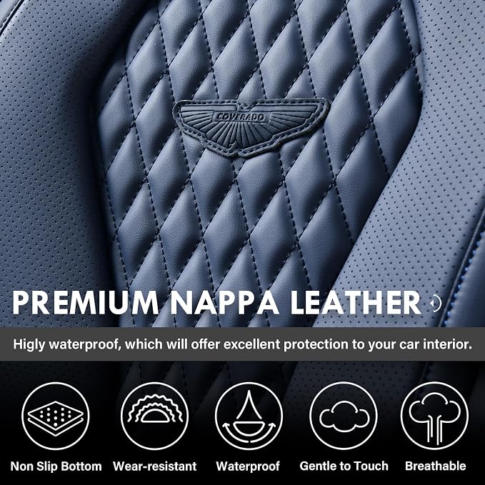 Coverado Seat Covers, Car Seat Covers Front Seats, Blue Car Seat Cover, Waterproof Car Seat Covers, Car Seat Cushion, Front Car Seat Covers Leatherette Car Seat Protector Universal Fit Most Cars