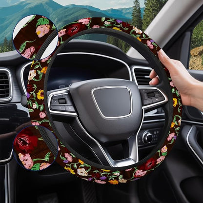 GENANY Music Pop Star Steering Wheel Cover, Non Slip Polyester Car Wheel Protector for Car SUV Truck, Universal 15 Inch