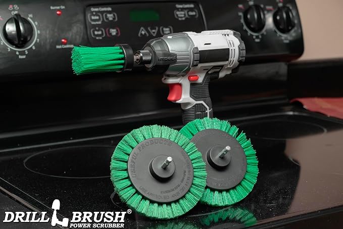 Drillbrush Dishwasher Safe Kitchen Appliance Cleaner Brushes for Power Drill - Small Crevice Cleaning Tool for Housekeeping - Kitchen Cleaning Attachments for Cordless Drill - Grout Power Scrubber