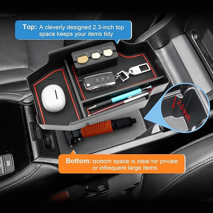2023-2025 2026 Accord Hybrid Center Console Organizer for Honda Accord (LX/SE/EX/EX-L/Sport/Sport-L/Touring), Durable ABS Plastic Console Tray Insert 2026 Accord Accessories w/Coin Holder (Red)