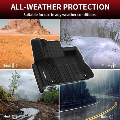 LASFIT Floor Mats for Toyota Tundra 2014-2021 CrewMax Cab, All Weather Custom Fit Floor Liner for Tundra SR5/TRD/Limited TPE Mats Front&Rear 2 Row Car Mats, Black