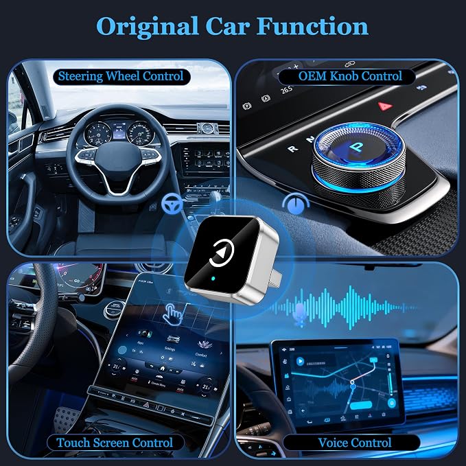 2026 Upgraded Wireless CarPlay & Android Auto Adapter, Fast Connection, Universal Fit for Most Wired Original Car Systems, Mini Portable Car Smart Adapter