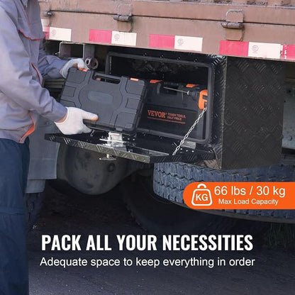 VEVOR Underbody Truck Box, 24" x 12" x 14" Pickup Storage Box, Heavy Duty Aluminum Diamond Plate Tool Box with Lock and Keys, Waterproof Trailer Storage Box with T-Handle Latch for Truck, Van, Trailer
