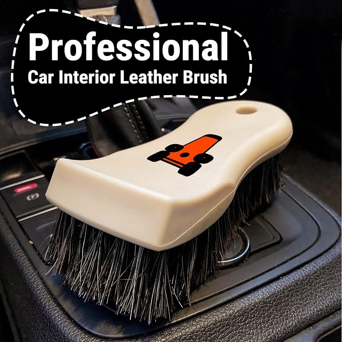 YeewayVeh Leather Cleaning Brush, Long Bristle Horse Hair Car Cleaning Brush for Car Interior Leather Seat and Home Furniture
