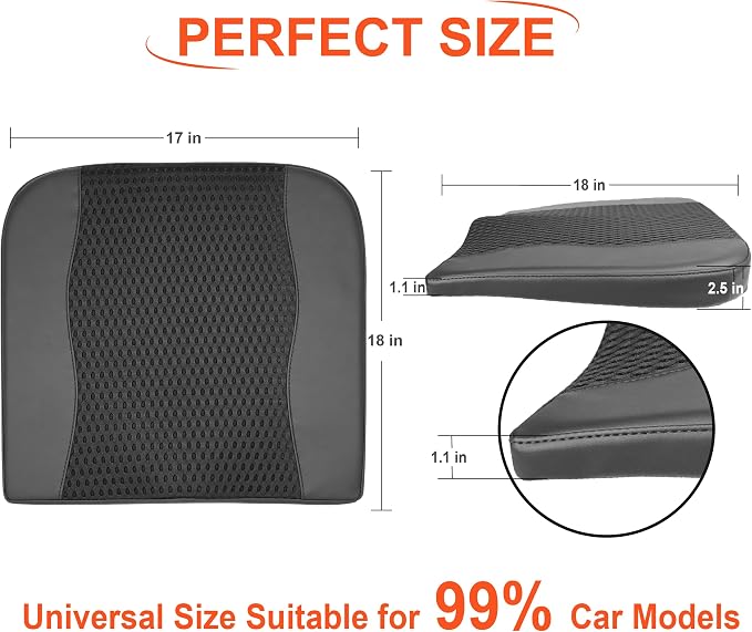 Lofty Aim Car Seat Cushion, Comfort Memory Foam Car Cushions for Driving - Sciatica & Lower Back Pain Relief, Driver Seat Pillow for Auto, Office Chair, Wheelchair - 4D Mesh Black