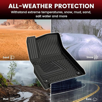 LASFIT Floor Mats&Trunk Mat&Backrest Mat for Rivian R1S 2024 2023 2022, TPE All Weather Floor Mats Custom Fit Floor Liner&Cargo Mat for R1S 2022-2024 Full Set Car Mats and Cargo Liner