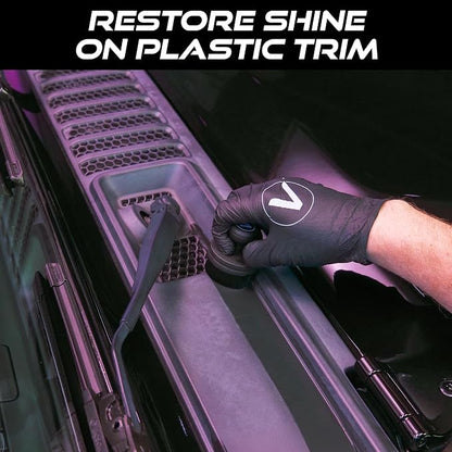 VIKING Tire Shine Applicator Brush, Automotive Tire Dressing Applicator Brush, Storage Stand Included for Detailing and Car Wash Kit, Black, 2.3 Inch Diameter