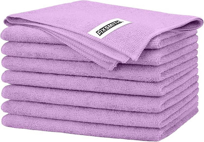FIXSMITH Purple Microfiber Cleaning Cloth -Pack of 8, Highly Absorbent Cleaning Rags, 16"X12" All Purpose Cleaning Towels for Housekeeping, Kitchen, Car, Lint Free and Reusable Microfiber Towels