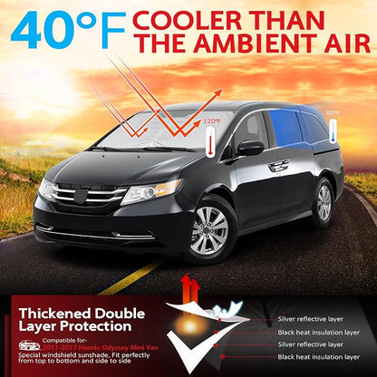 KAYZT Windshield Sun Shade for 2011-2017 Honda Odyssey Mini Van Foldable Sunshade Front Window Custom Fit Car Accessories