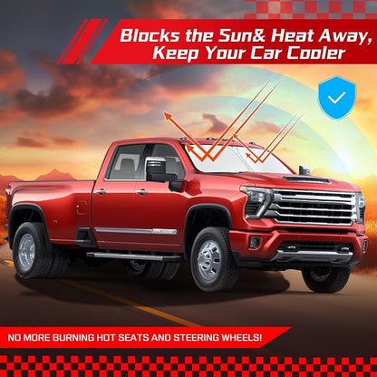 ARISMOTOR Windshield Sun Shade for Chevrolet/Chevy Silverado 2500 HD 3500 HD 2020-2026, Custom Fit Foldable Front Window Sunshade Sun Visor Protector, Block UV Rays Keep Your Car Cooler