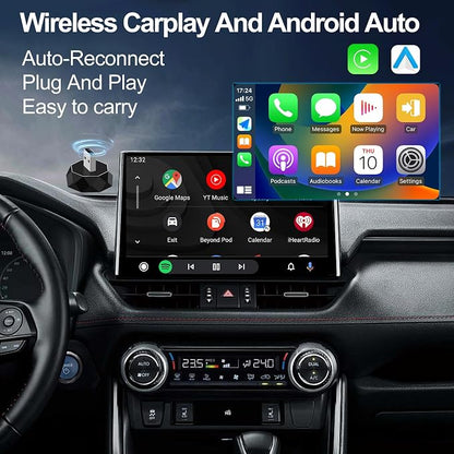Wireless Carplay Adapter, Android Auto Adapter 2025 Carplay, Plug and Play Convert Wired to Wireless Supports Car Original Control, Mini Car Play Box for Cars