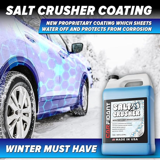 Carfidant Salt Crusher - Car Wash Soap for Salt and Grime Removal - Thick Snow Foam Formula - Prevents Corrosion, Gently Cleanse and Eliminate Dirt - Shampoo Works with Foaming Cannon & Bucket - 128oz