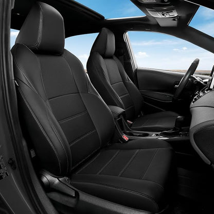 FREESOO RAV4 Seat Covers Full Set Custom Fit for Toyota Rav4 2021-2024 Prime SE,XSE & 2019-2025 Hybrid/PHEV SE,XSE Faux Leather Car Seat Cover, Airbag Compatible, Black